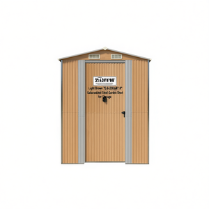 Casetta da Giardino in Acciaio Zincato Marrone Chiaro 75.6x238.6x87.8 per Stoccaggio - Product Image 1