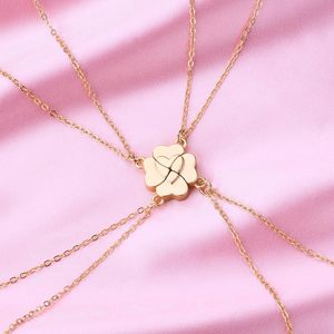 Ensemble de colliers pour meilleures amies, pendentif trèfle à <span class=keywords><strong>quatre</strong></span> feuilles assorti, colliers tendance plaqués or pour sœurs, BFF, 4 pièces - Product Image 4