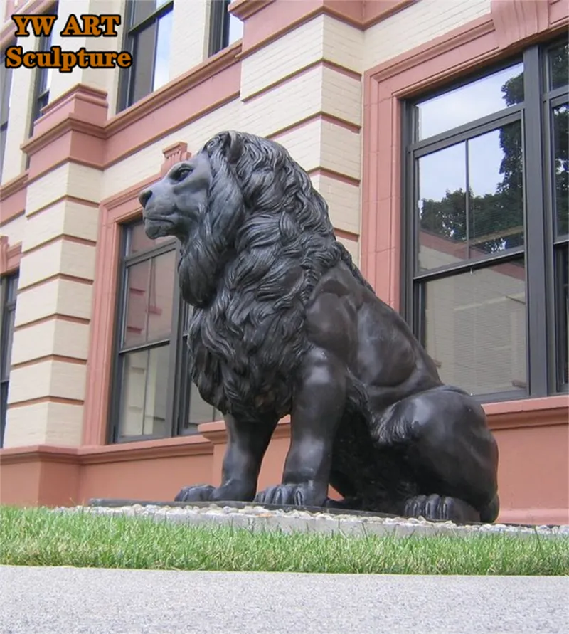 ウエスタンスタイルラージカスタマイズアウトドアライフサイズブロンズライオン像彫刻