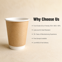 Gobelets à café jetables à double paroi, biodégradables, de qualité alimentaire, recyclables, avec logo personnalisé, pour boissons chaudes/froides, 4oz-16oz