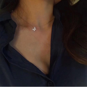 925 Sterling Silver Butterfly Necklace Clavicle Chain Simple Light Luxury Everyday Wear - Product Image 2