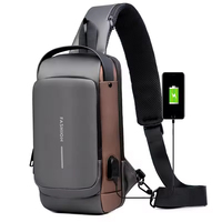 Sac bandoulière antivol tendance avec port USB et serrure à code, sac de poitrine étanche personnalisable pour homme – Nouvelle collection