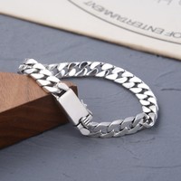 Bracelet gourmette cubaine gravé vintage pour homme en acier inoxydable argenté antique avec anneau rotatif à engrenage incrusté de zircon
