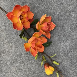 Flores artificiales decorativas, 4 cabezas, <span class=keywords><strong>Magnolia</strong></span> <span class=keywords><strong>Grandiflora</strong></span>, venta al por mayor - Product Image 3