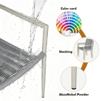 Chaise de salle à manger d'extérieur confortable en corde tressée, design européen, avec structure en aluminium inaltérable pour patio, parc et loisirs