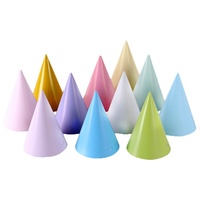 Chapeau d'anniversaire couleur macaron 16 cm, fournitures de fête, papier coloré, carton blanc de haute qualité, exclusivité transfrontalière HQ175 pour enfants