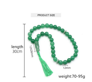 Magnifique bracelet de prière musulman en pierre d'agate naturelle de guérison, 33 perles, bijoux pour ornement de voiture, décoration - Product Image 2