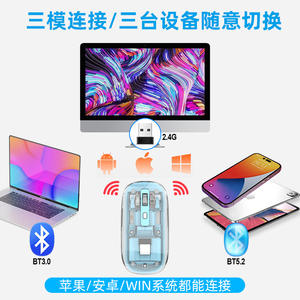 ZeroCats T7 Souris transparente 2.4G Bluetooth rechargeable silencieuse pour ordinateur portable tablette PC - Product Image 3