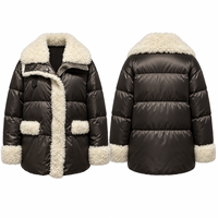 Manteau matelassé en duvet de canard marron foncé personnalisé avec col en fourrure, 90 % duvet de canard, manches longues, pour femme, idéal pour l'hiver et le quotidien en extérieur