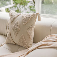 Innermor luxe blanc Boho tufté coton taie d'oreiller couverture classique décor à la maison avec motif de fleurs pour coussins et oreillers