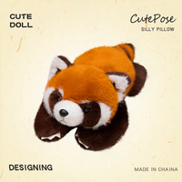 Panda rouge réaliste personnalisé peluche souple souple peluche oreiller PP coton rempli