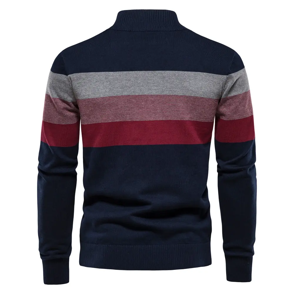 Sweater rajut pria fashion rajut katun ritsleting kasual musim dingin sweater leher tinggi Pulse hommes untuk pria