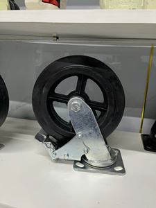 Roues à roulettes en caoutchouc robustes avec support zingué, roulement durable et fluide, qualité industrielle, tailles 4, 5, 6, 8 pouces - Product Image 6