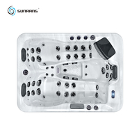 Spa de massage hydromassant rectangulaire moderne et portable Sunrans pour 3 personnes, certifié CE/ETL, en acrylique, autoportant, pour une utilisation familiale sécurisée