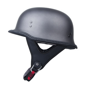 Casco Alemán Negro Brillante de Media Carcasa con Estampado de Llamas Naranjas, Casco Protector Vintage para Motocicleta y Scooter - Product Image 4
