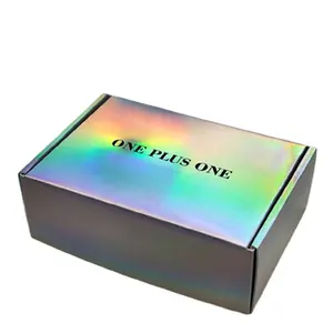 Holographic & Iridescent Foil Shiny Paper Box,Custom Logo Printed Perfect Laser Color Corrugated Mailer Box For Gift Packaging