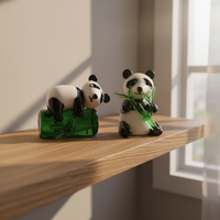 Décoration de table personnalisée, cadeau artisanal, artisanat en verre de Murano, figurine d'animal de la forêt, panda, vente en gros