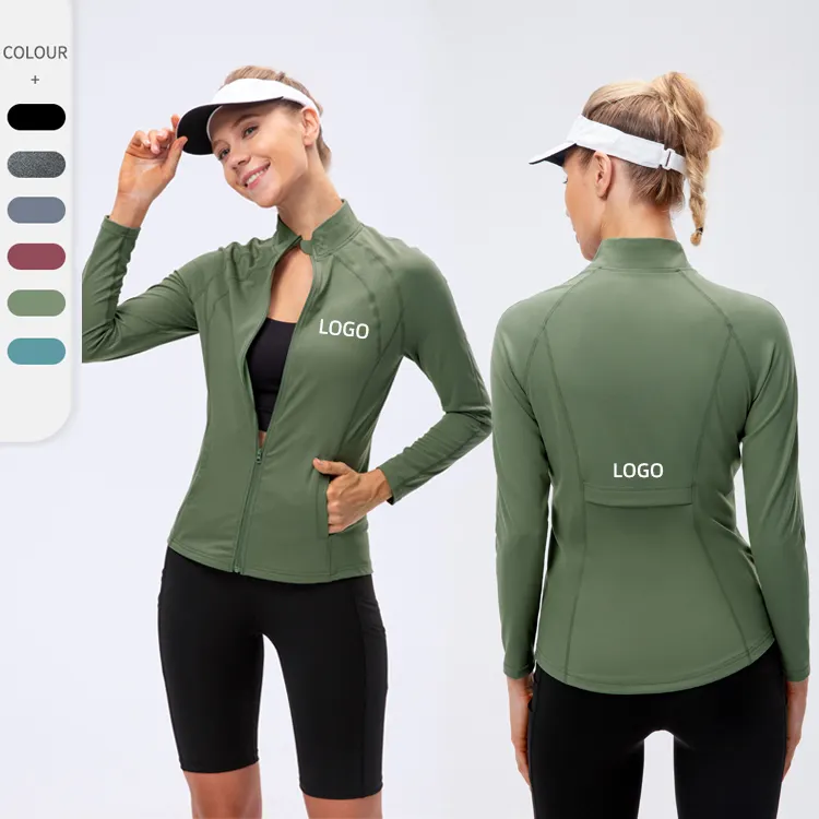 Veste d'entraînement à manches longues pour femmes, vêtements de Gym, Jogging, d'athlétisme, de Yoga, de Fitness, avec fermeture éclair