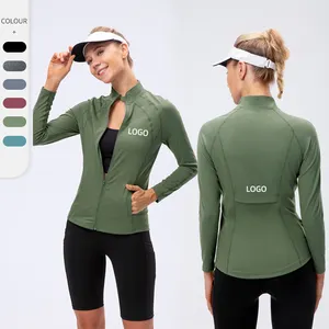 Gym Jogging Athletic Yoga Activewear Long Sleeve Zipper Workout Jacket Women Fitness Yoga Clothes
