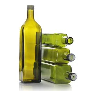 125 мл 250 мл 500 мл 750 мл 1000 мл прозрачные стеклянные квадратные круглые бутылки с оливковым маслом зеленого цвета