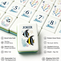 Funky Trade - Juego de Mahjong Americano Profesional Personalizado con Temática Oceánica, 160 Piezas de Acrílico, Juego de Mahjong Grabado de Lujo