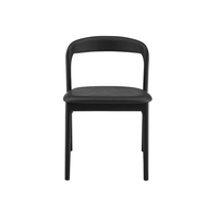 Chaise de salle à manger noire moderne à dossier incurvé, structure en bois massif, coussin en cuir PU remplaçable, empilable, durable, mobilier de maison