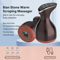 Appareil Gua Sha chauffant portable avec base en pierre Bian, masseur à ventouses sans fil avec libération de pression à une touche