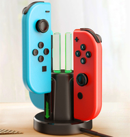 Base de Carga INNO 4 en 1 para Controles Joy-Con de DS-2 OLED con Puerto de Carga (Negra)