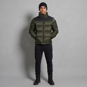 Customized Wholesale High Quality Men's <b>Warm</b> Cotton <b>Waterproof</b> Thickening Windproof Quilted Puffer Jacket Canvas Front - Product Image 1
