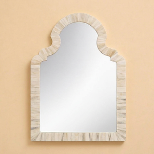 Espejo de Pared Único con Marco de Hueso Blanco Minimalista, Hecho a Mano, Ajustable, con Borde Pulido, para Decoración de Hogar Moderna, Vintage y Boho Chic - Product Image 1