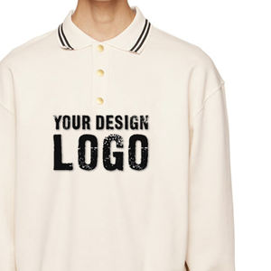 Sweat-shirt pour homme décontracté de rue, col rabattu, bouton, ample, de haute qualité, polaire, épaules tombantes, sweat-shirts à capuche pour homme - Product Image 4