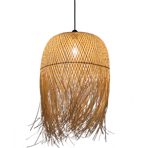 Lámpara de mimbre para algas marinas, cortina de jaula de bambú, Araña de techo tejida de mimbre, iluminación colgante de la fábrica zhongshan