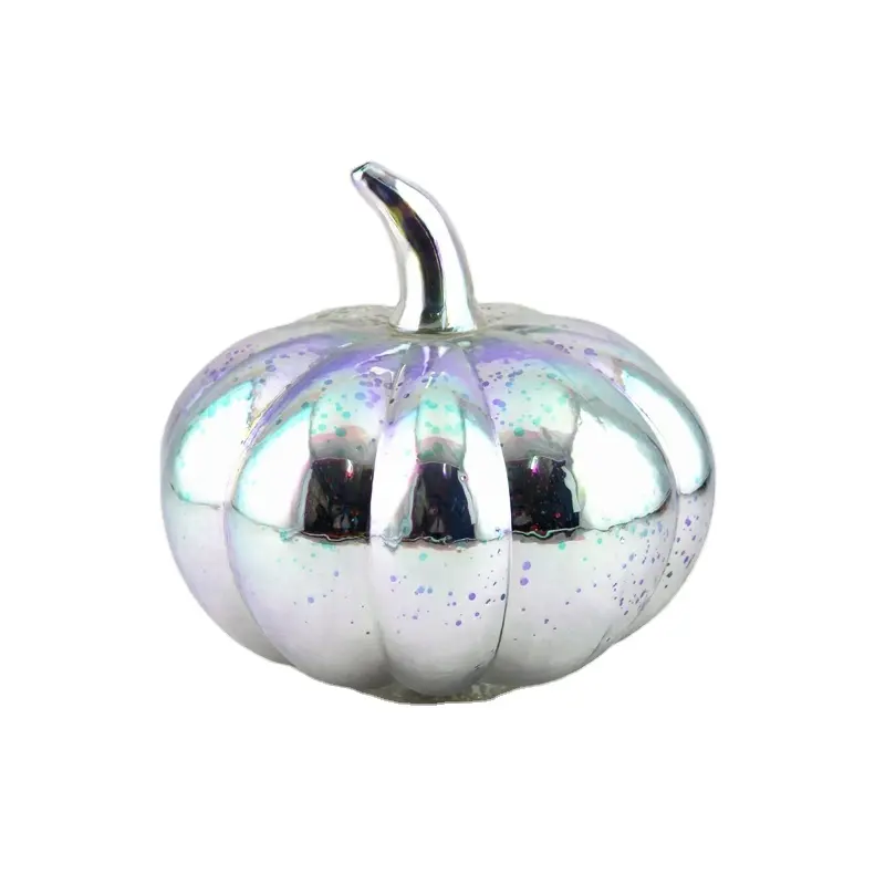 Lanterne de citrouille en verre 3D de couleur d'Halloween moyen faite à la main en forme de lampe à LED artisanat en verre