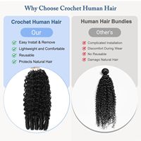 Extensiones de Cabello Rizado Profundo con Nudos Milagrosos, Cabello Humano Pre-Separado, Extensiones de Cabello de Ganchillo con Plumas y Trenzas Boho, Tendencia 2026