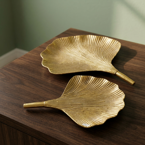 Bandeja de Metal Larga con Diseño de Hoja Dorada, Elegante Plato de Servir de Hierro Texturizado, Centro de Mesa Moderno para Decoración del Hogar, Venta al Por Mayor - Product Image 6