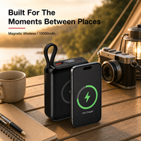 Montre connectée 10000mAh avec chargeur rapide PD 22.5W, batterie externe intégrée, câble Type-C, écran LCD numérique, chargeur sans fil magnétique 2.5W