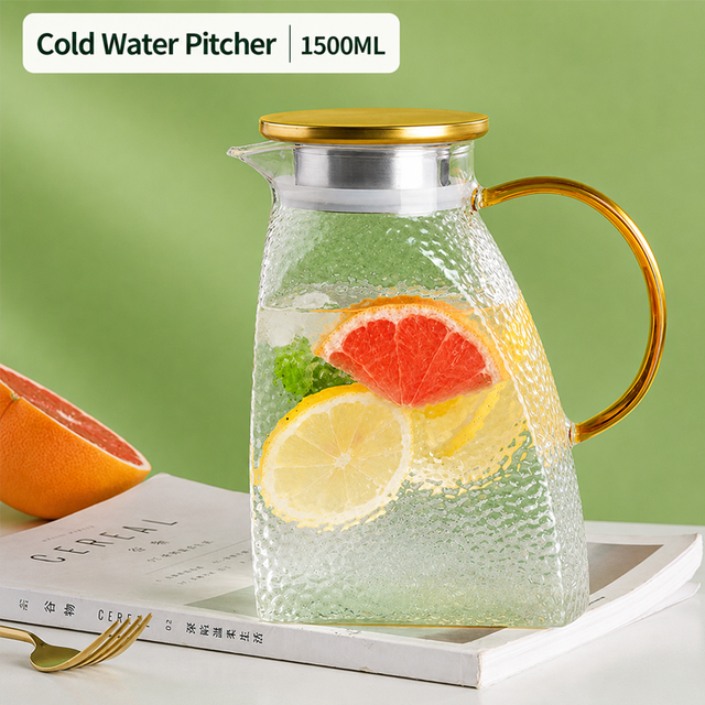 Factory Direct High Borosilicate Large Capacity Cold Water Glass Pitcher for Summer Household Use Glass Pitcher with Lid