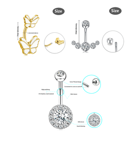 असली सोना स्पिन नाग बुरी नजर तितली नकली नीले रंग की चमक में डार गर्भवती राशि चक्र टाइटेनियम पेट बटन अंगूठी कमर श्रृंखला क्लिप - Product Image 5