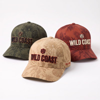 Gorra de Béisbol con Estampado Tropical, 6 Paneles, Bordado 3D, Visera Rígida Curvada, Sarga 100% Algodón, para Senderismo al Aire Libre, Logotipo Personalizado, Unisex, Venta al Por Mayor