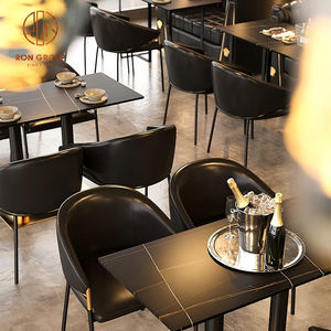 Caffè sala da pranzo mobili in pelle marrone divano cabine con marmo tavoli quadrati e stile Vintage di illuminazione per il ristorante - Product Image 2