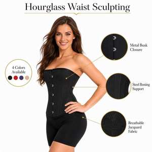Corset amincissant pour femme grande taille avec 14 baleines en acier, respirant, style bustier à volants, maintien léger, gaine amincissante pour la taille - Product Image 2