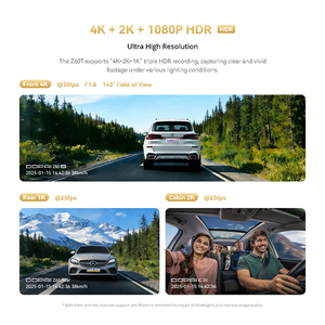 กล้องติดรถยนต์ DDPAI Z60T แบบเลนส์คู่ ความละเอียด 4K Ultra HD บันทึกแบบวนซ้ำ มุมกว้าง 180 องศา ติดตั้งบนกระจกหน้ารถ - Product Image 2