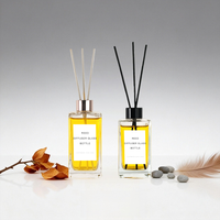 Bouteille diffuseur de parfum rectangulaire vide en gros 100ml 150ml 200ml – Bouteille vide en verre pour diffuseur à bâtonnets avec bouchon doré