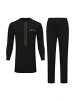Ensemble homme S-2XL, grande taille, été, nouveau style africain et arabe, imprimé numérique, hauts et pantalons à manches longues
