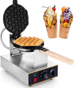 Waffle máquina giratória elétrica antiaderente, fabricante de bolhas estilo hong kong, máquina giratória com temporizador e controle de temperatura, 7.8''