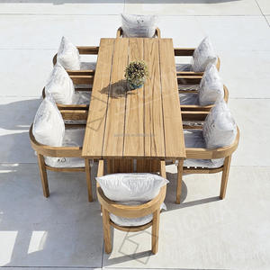 Mobilier de salle à manger d'extérieur Ensemble de <span class=keywords><strong>8</strong></span> chaises de table rectangulaire de luxe moderne en bois de teck massif - Product Image 2
