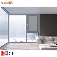 Fenêtre en baie et arc coulissante à cadre en aluminium de grande taille pour l'extérieur personnalisée fenêtre d'angle fixe en verre en aluminium moderne