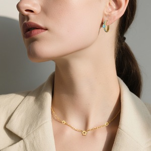 Ensemble de bijoux <span class=keywords><strong>pour</strong></span> femmes en argent pur S925, or 18 carats, émail bleu, collier papillon, boucles d'oreilles étoile de mer, bracelet, cadeau - Product Image 4