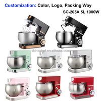 Robot de cuisine Shinechef, batteur sur socle planétaire, 5 L, acier inoxydable, 1000 W, design à tête inclinable, mélangeur électrique domestique OEM pour pâte/gâteau