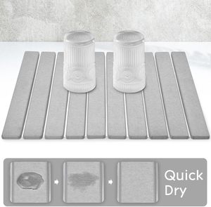 Eco-Friendly Diatomaceous Earth Large Stone Dish Drying <b>Mat</b> Fast Dry Absorbent Collapsible Dish Drying <b>Mat</b> for <b>Kitchen</b> Counter - Product Image 2